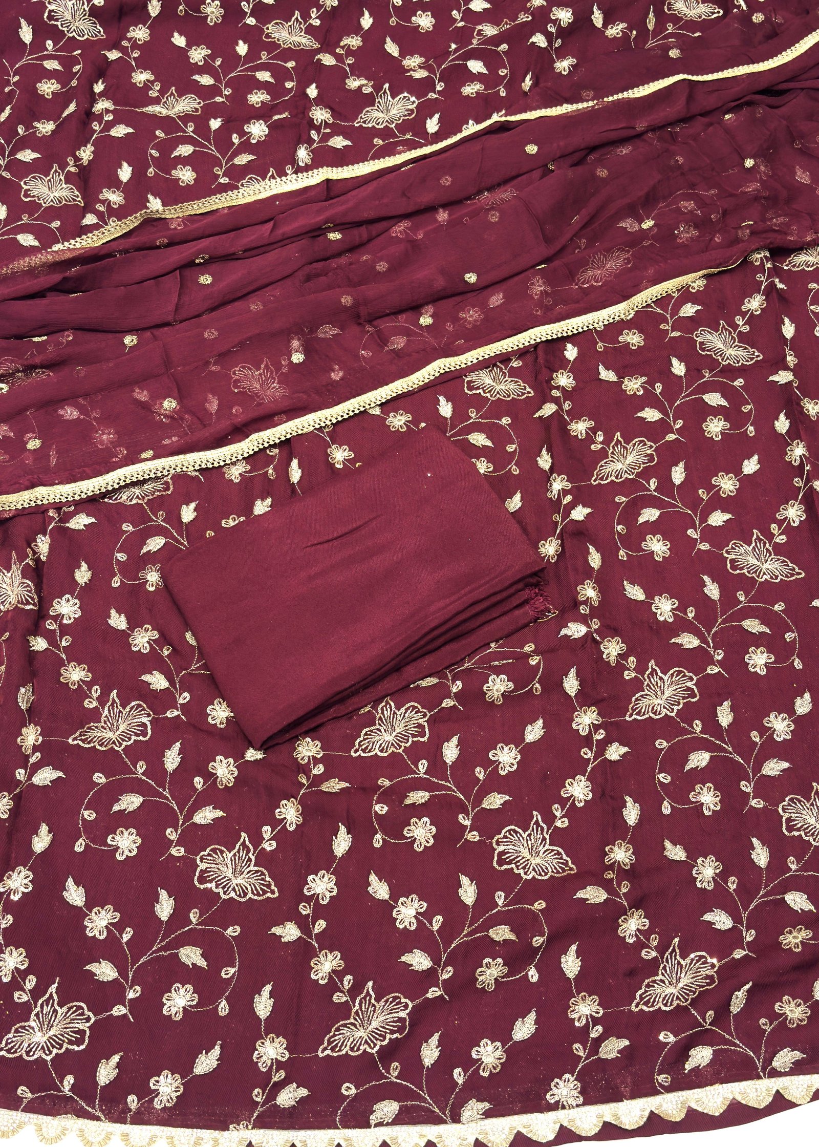 Twill Organza Fabric With Pure Work Dupatta And Heavy Plain Bottom